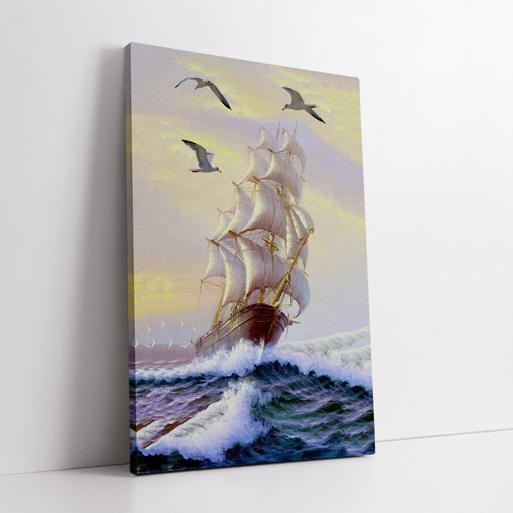 Ocean Waves and the Boat Home Decoration Canvas