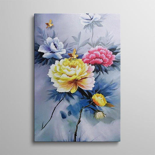 Tri Colors of Flowers  Home Decoration Canvas