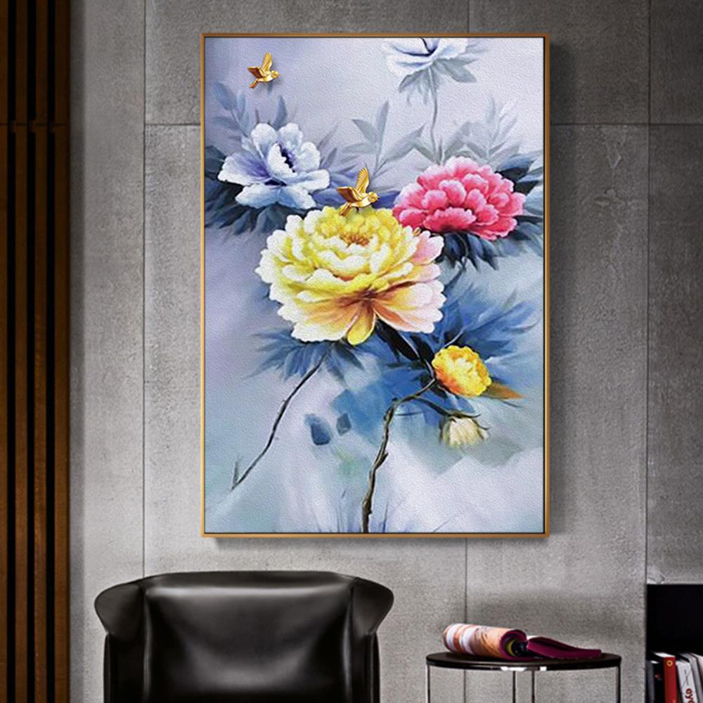 Tri Colors of Flowers Home Decoration Canvas