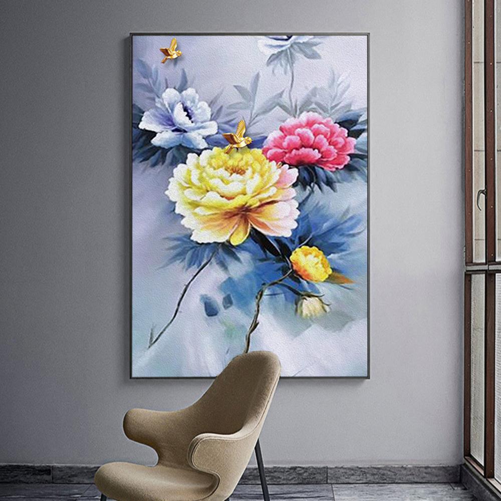 Tri Colors of Flowers Home Decoration Canvas