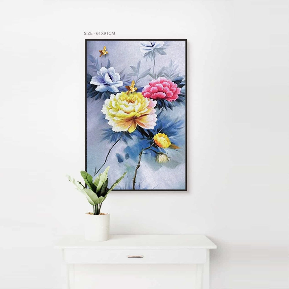 Tri Colors of Flowers Home Decoration Canvas