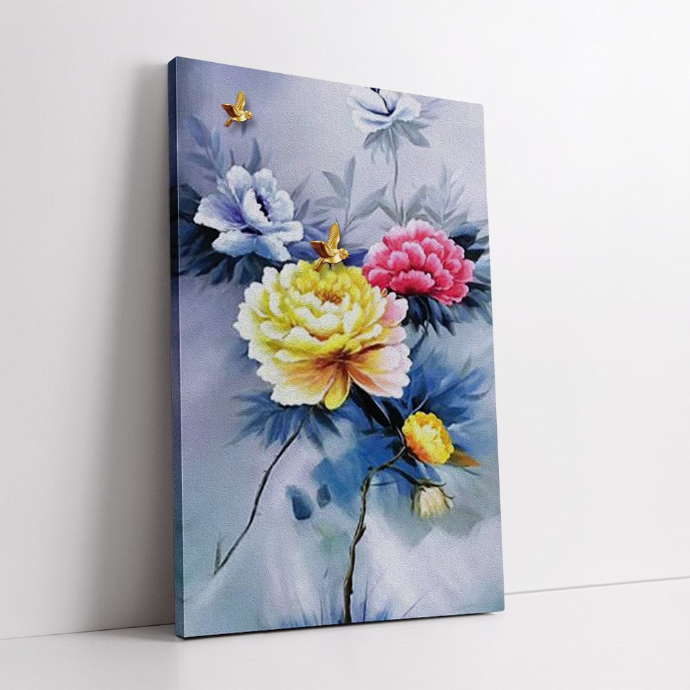 Tri Colors of Flowers Home Decoration Canvas