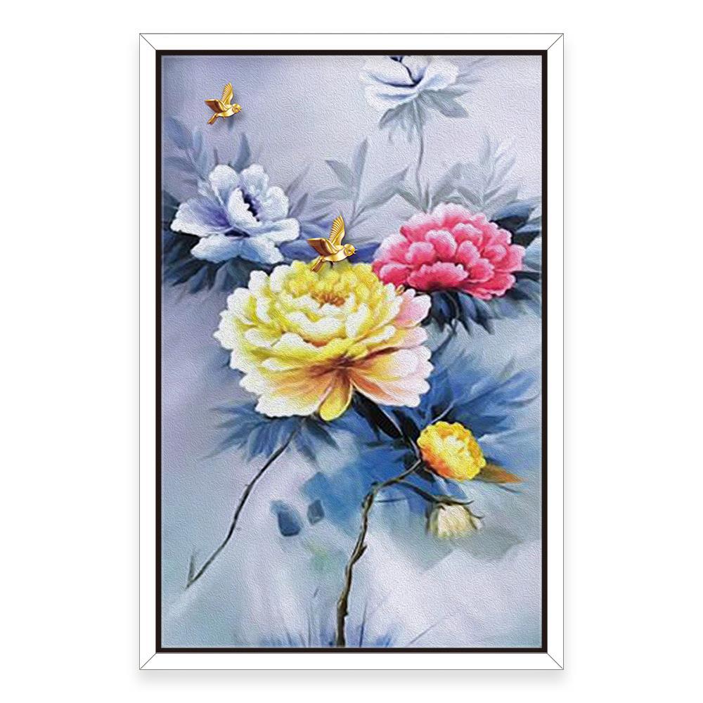 Tri Colors of Flowers Home Decoration Canvas