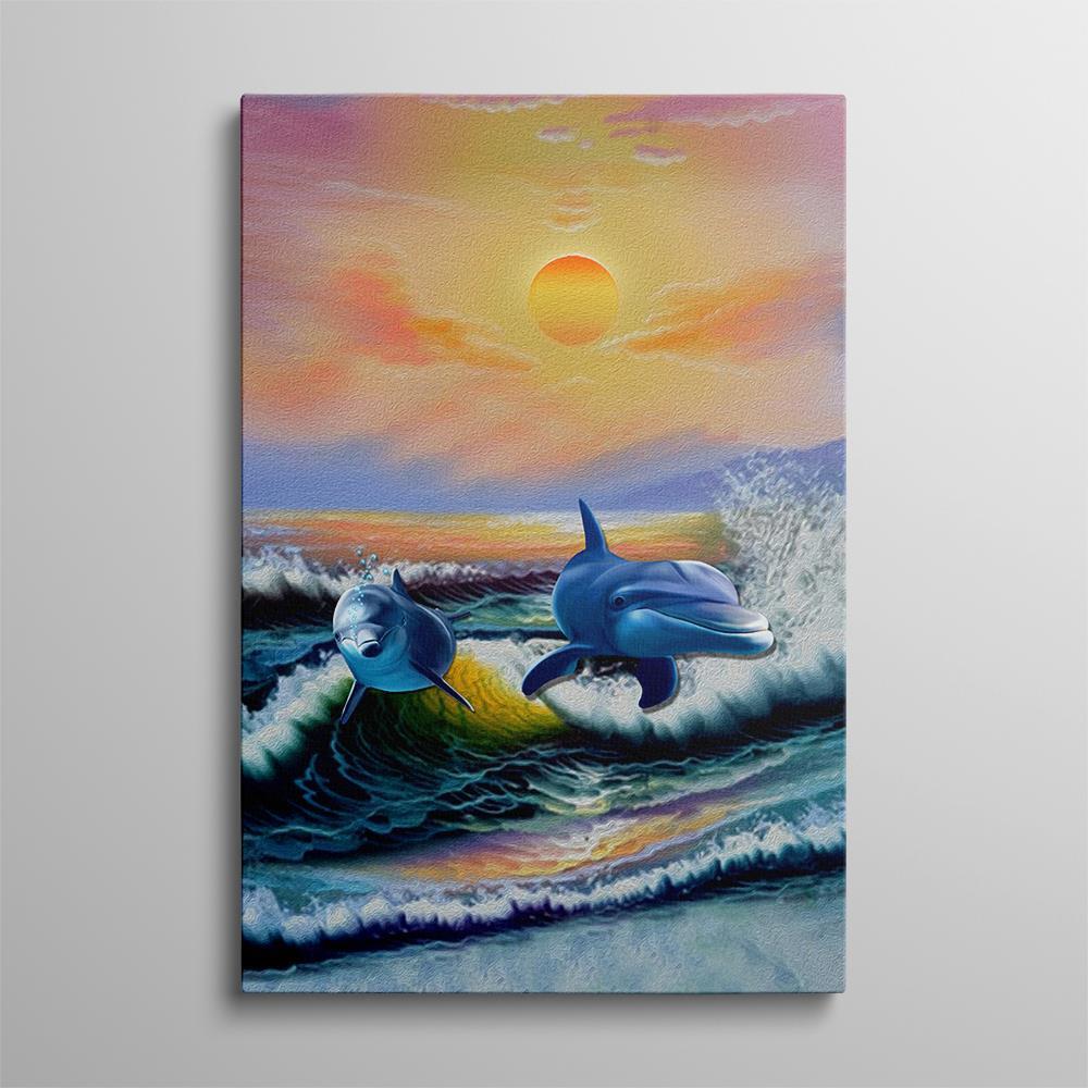 Whales Waves Design Home Decoration Canvas