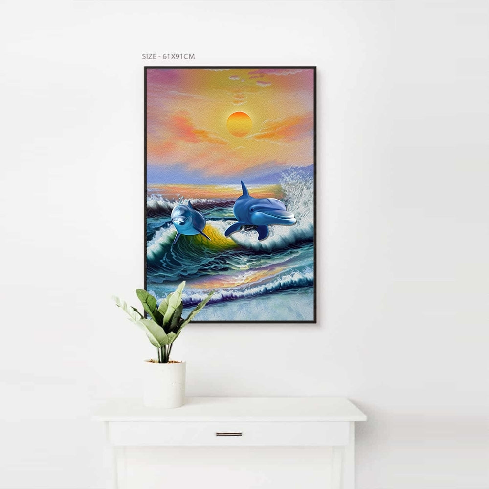 Whales Waves Design Home Decoration Canvas