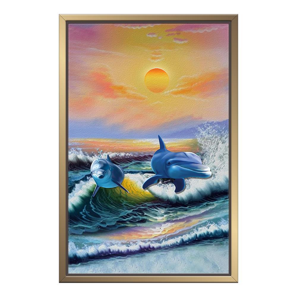 Whales Waves Design Home Decoration Canvas