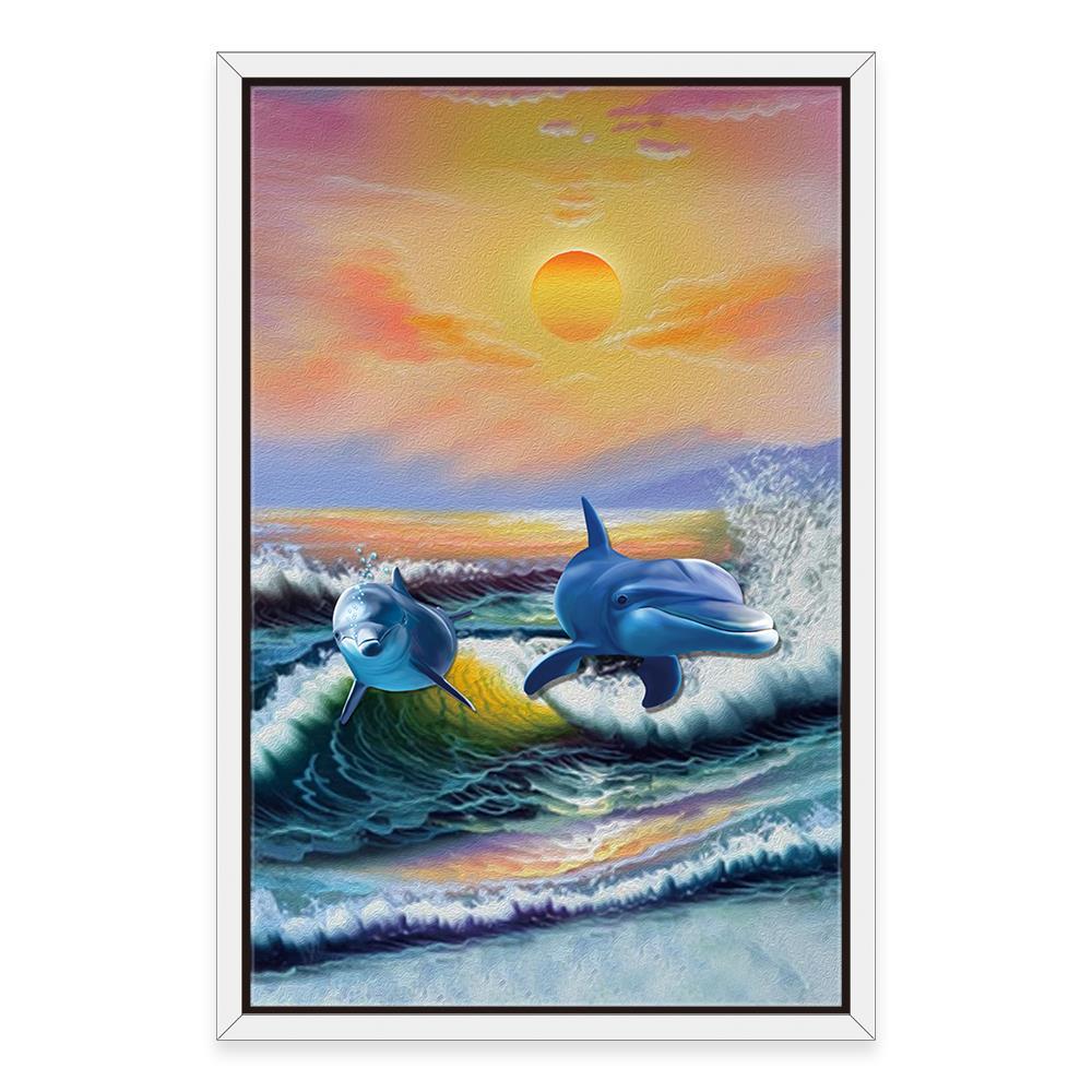 Whales Waves Design Home Decoration Canvas