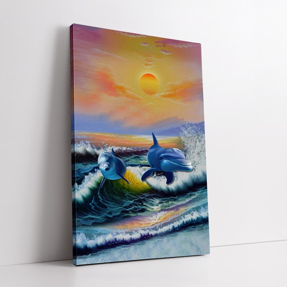 Whales Waves Design Home Decoration Canvas