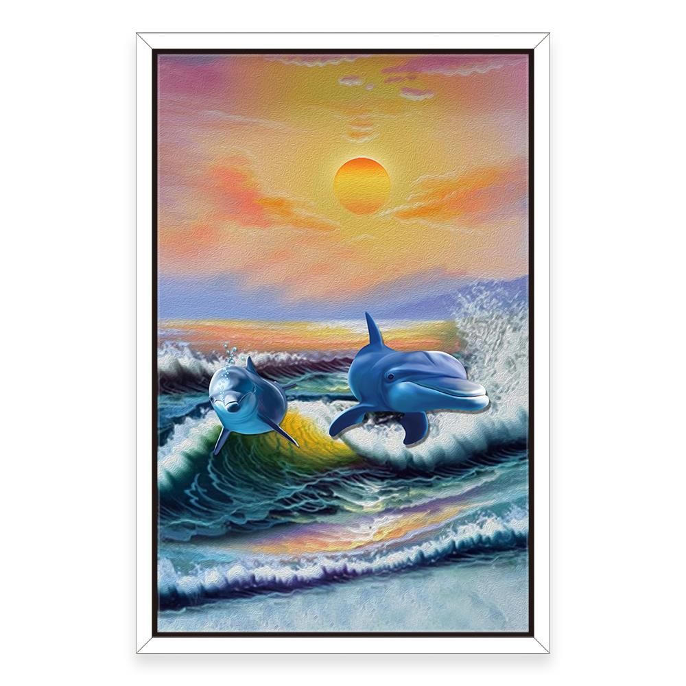 Whales Waves Design Home Decoration Canvas