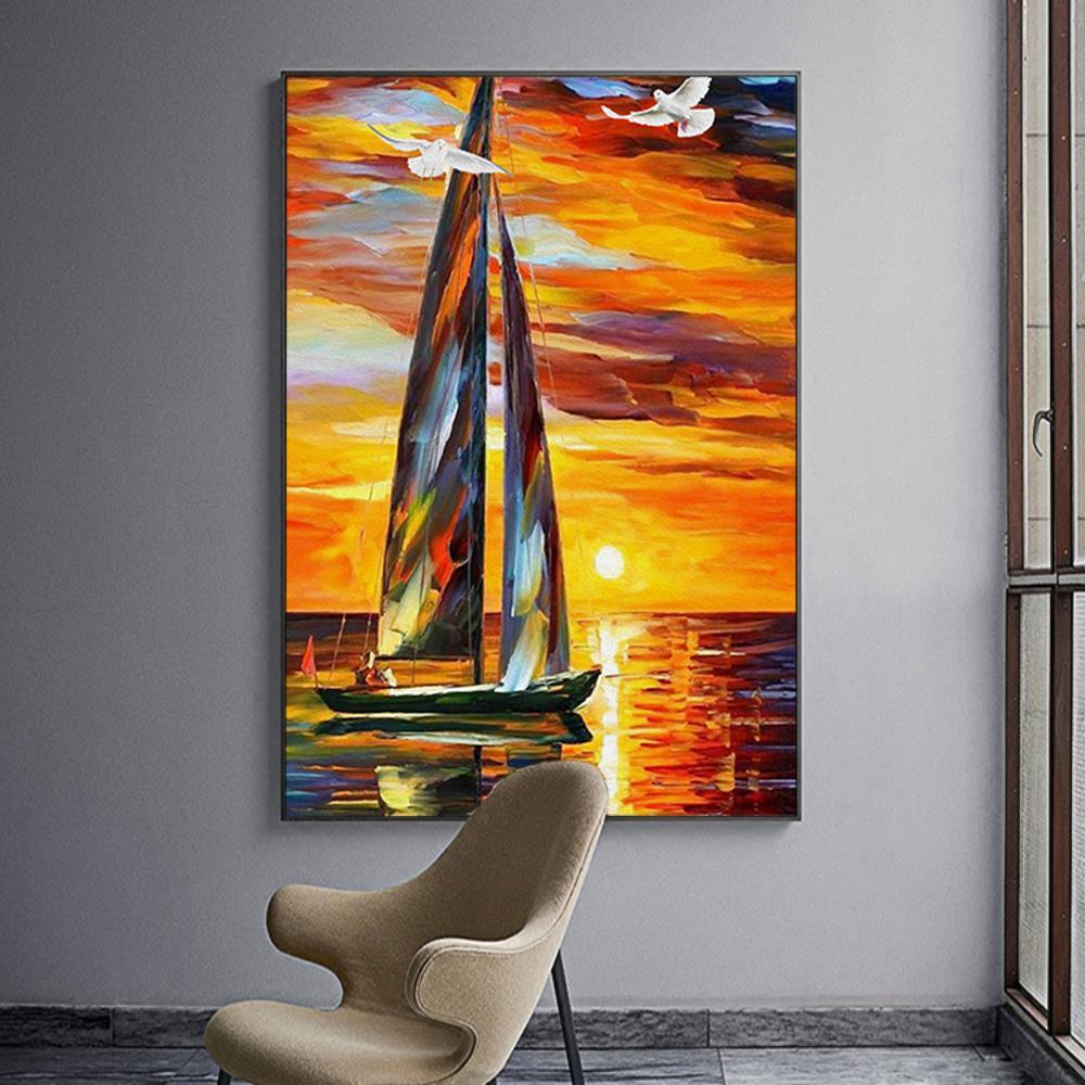 Sea Birds and the Boat Home Decoration Canvas