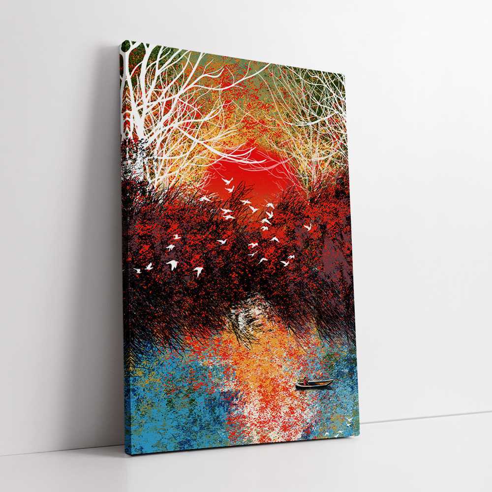 Trees and Birds Abstract Art Home Decoration Canvas