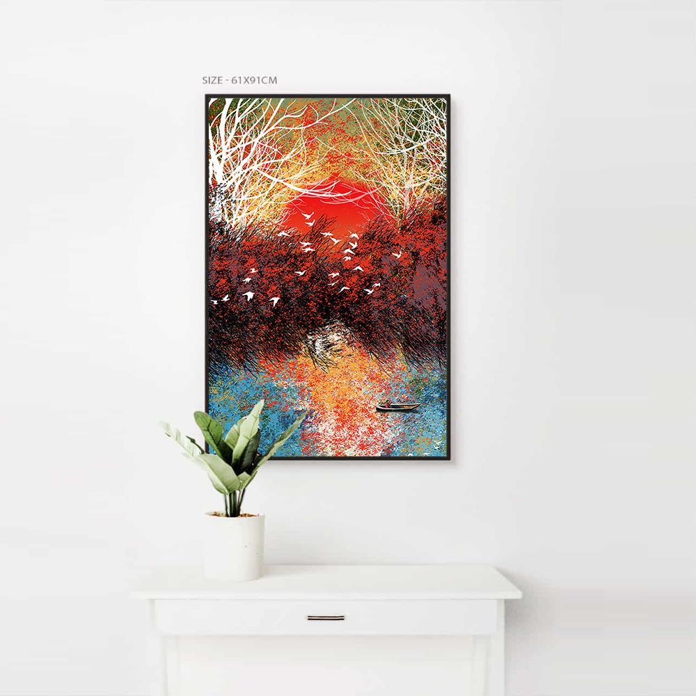 Trees and Birds Abstract Art Home Decoration Canvas