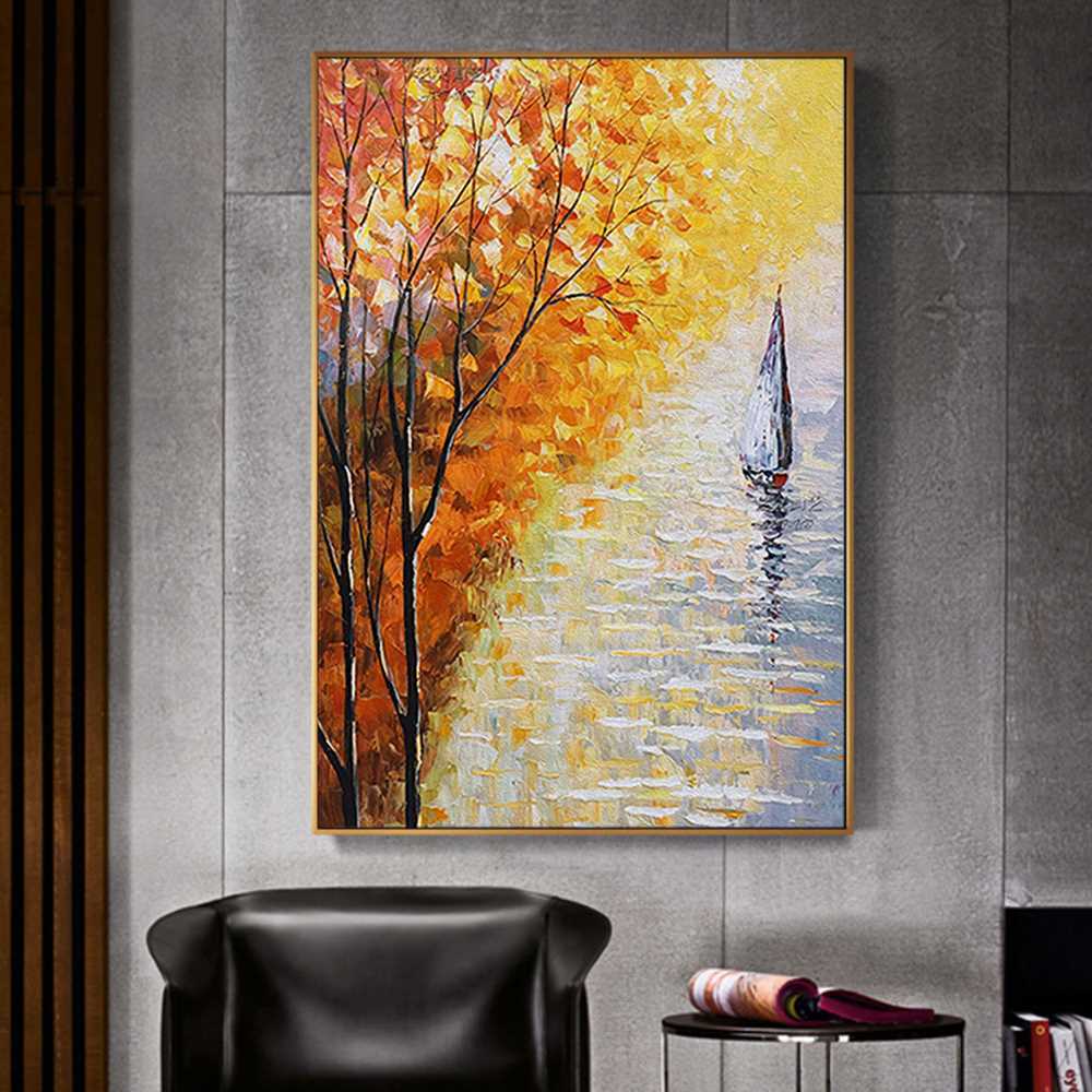 Yellow Leaves Falling Art Home Decoration Canvas