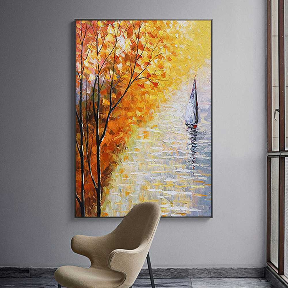 Yellow Leaves Falling Art Home Decoration Canvas