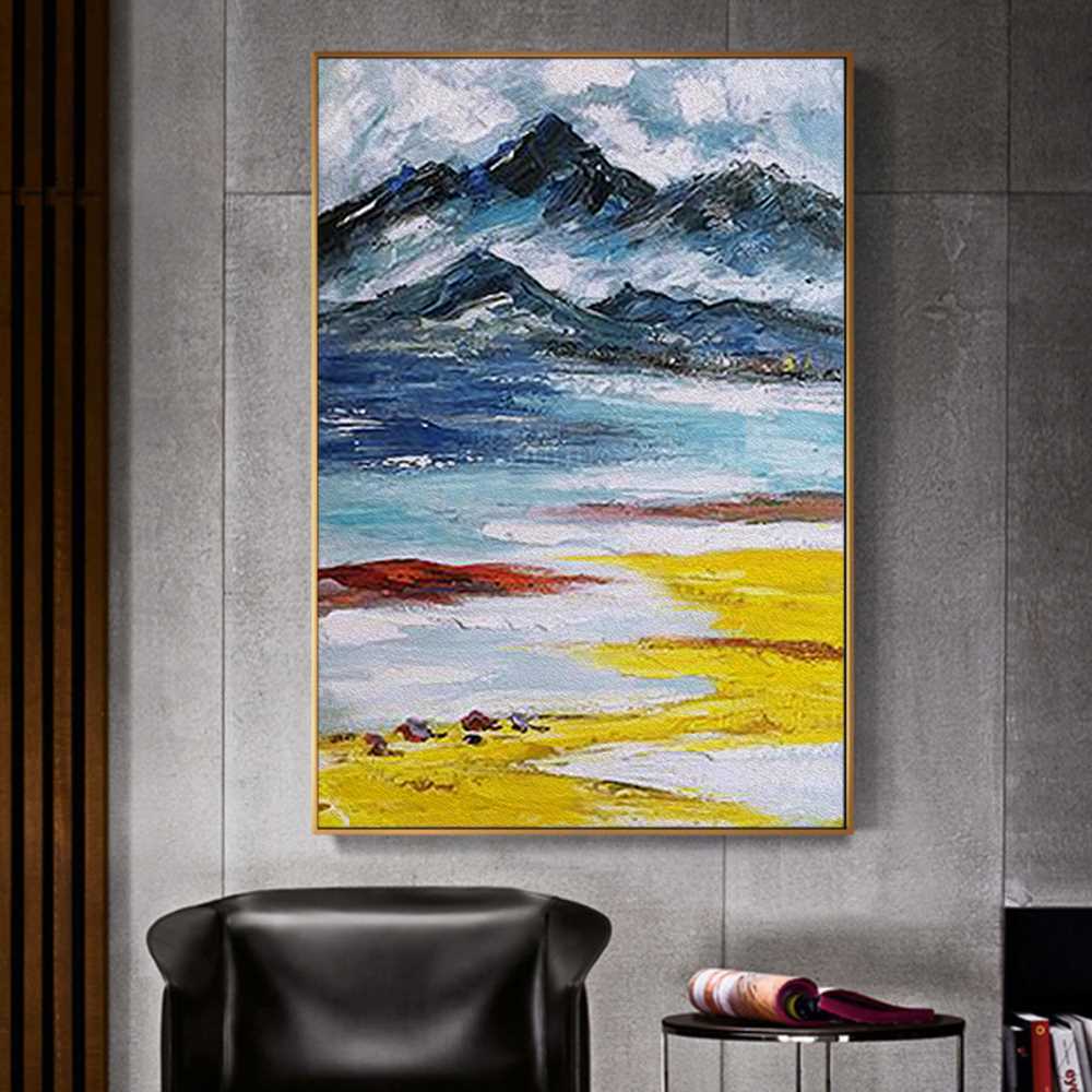Mountain Sea Brush Paint Home Decoration Canvas