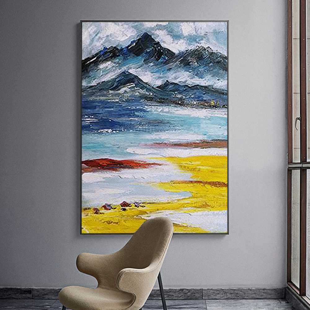 Mountain Sea Brush Paint Home Decoration Canvas