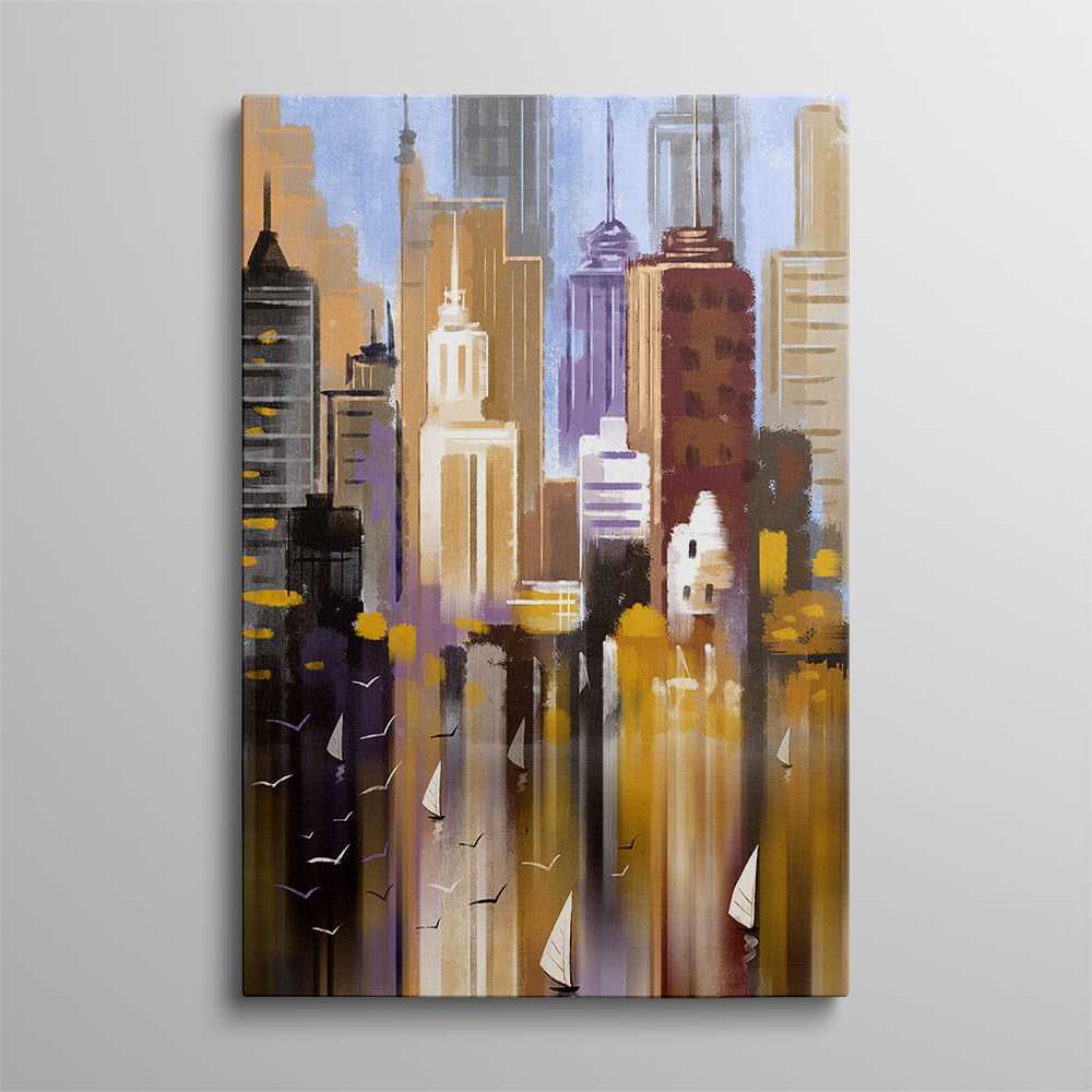 Buildings on the Lake Side Home Decoration Canvas