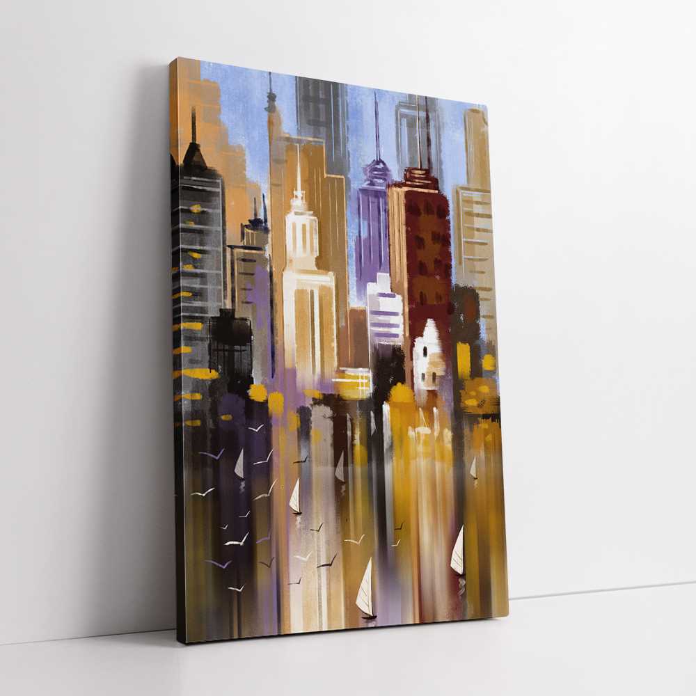 Buildings on the Lake Side Home Decoration Canvas