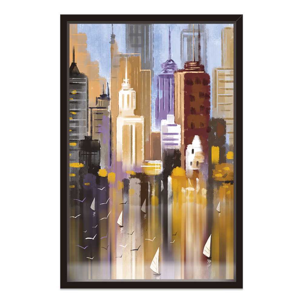Buildings on the Lake Side Home Decoration Canvas
