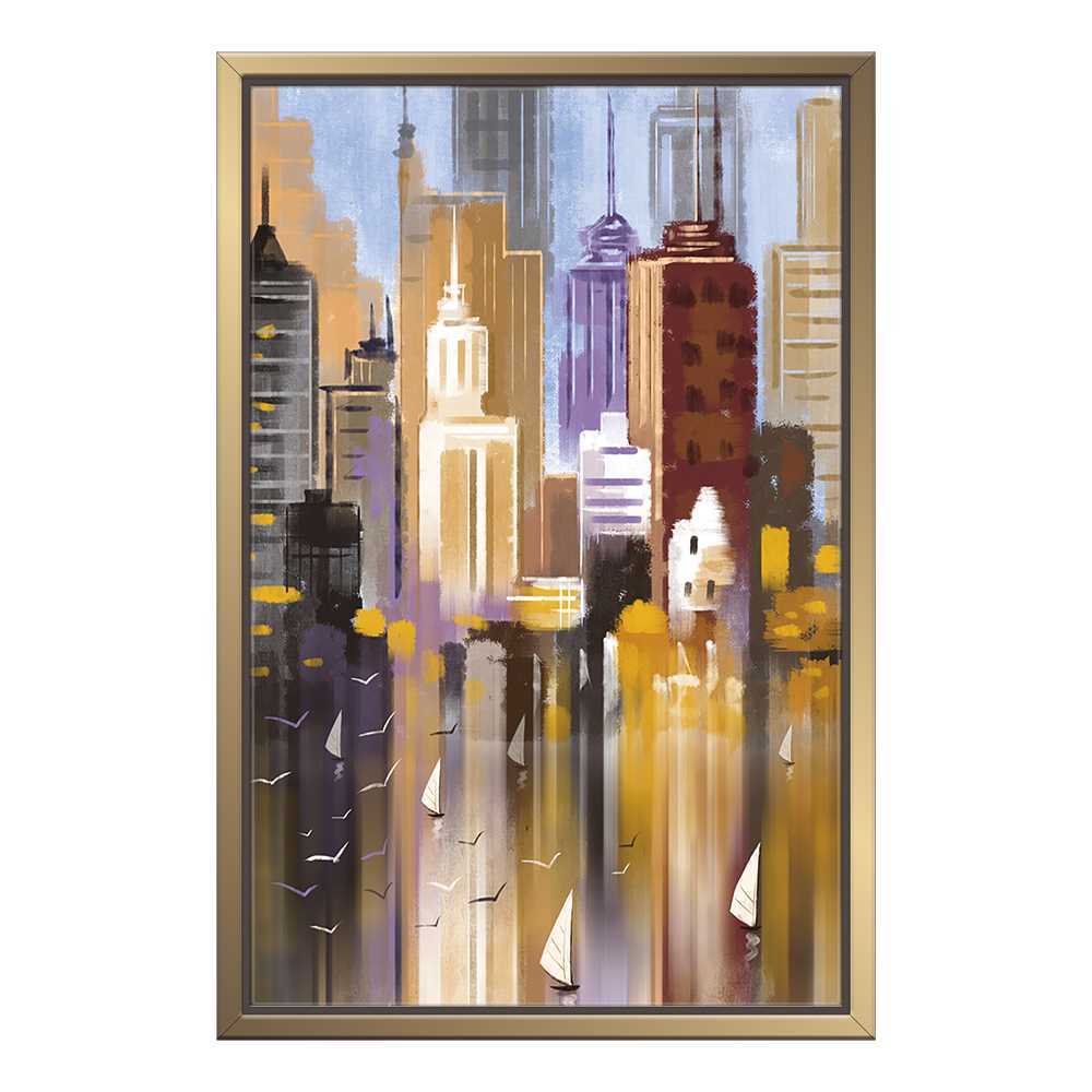 Buildings on the Lake Side Home Decoration Canvas