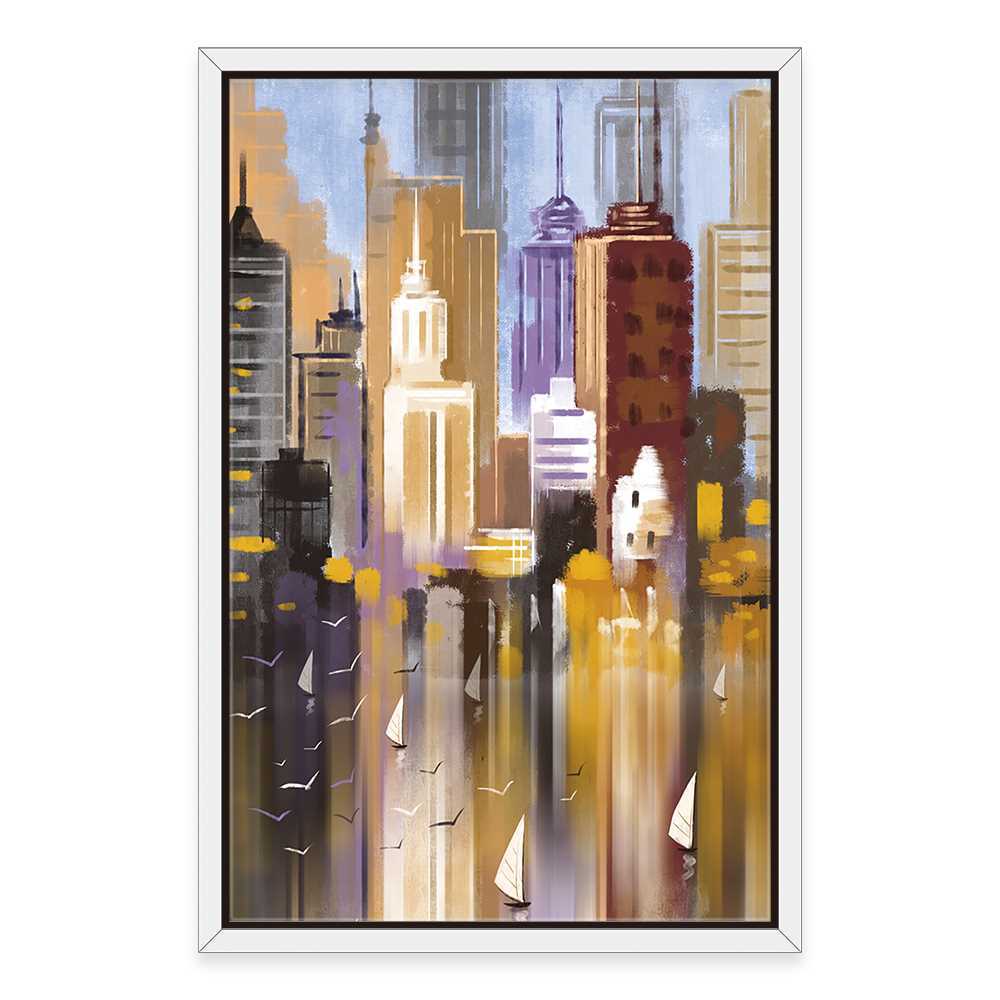 Buildings on the Lake Side Home Decoration Canvas