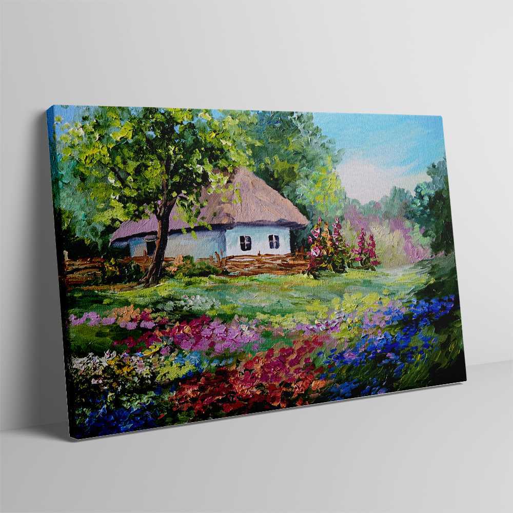 Landscape Painting Village House Canvas Prints