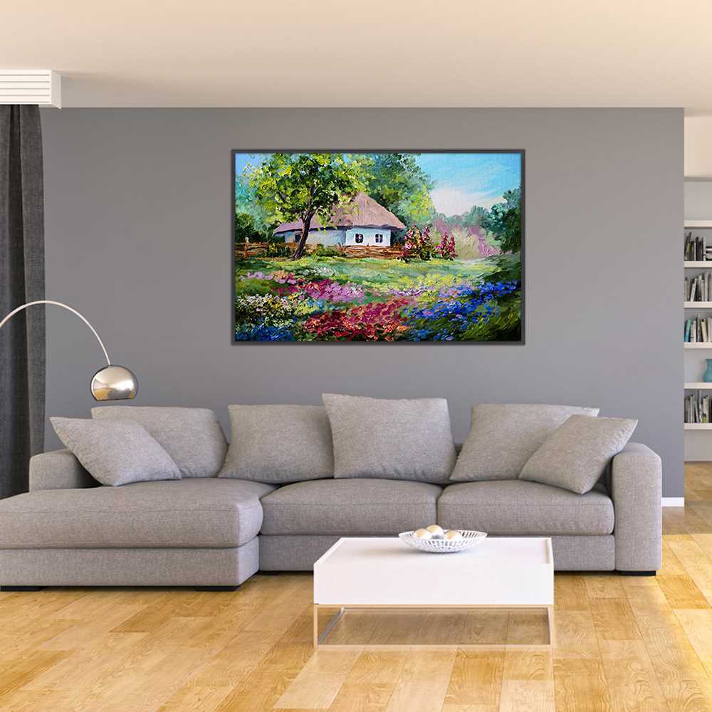 Landscape Painting Village House Canvas Prints