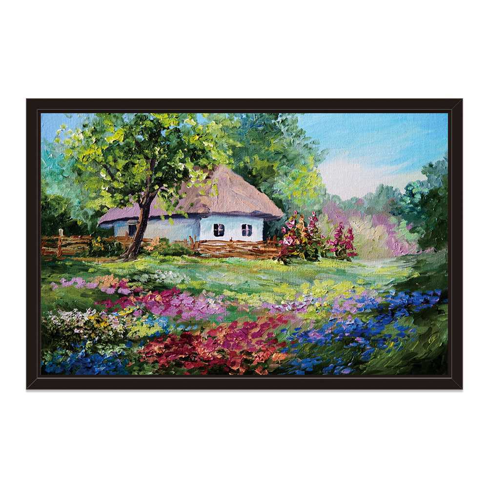Landscape Painting Village House Canvas Prints