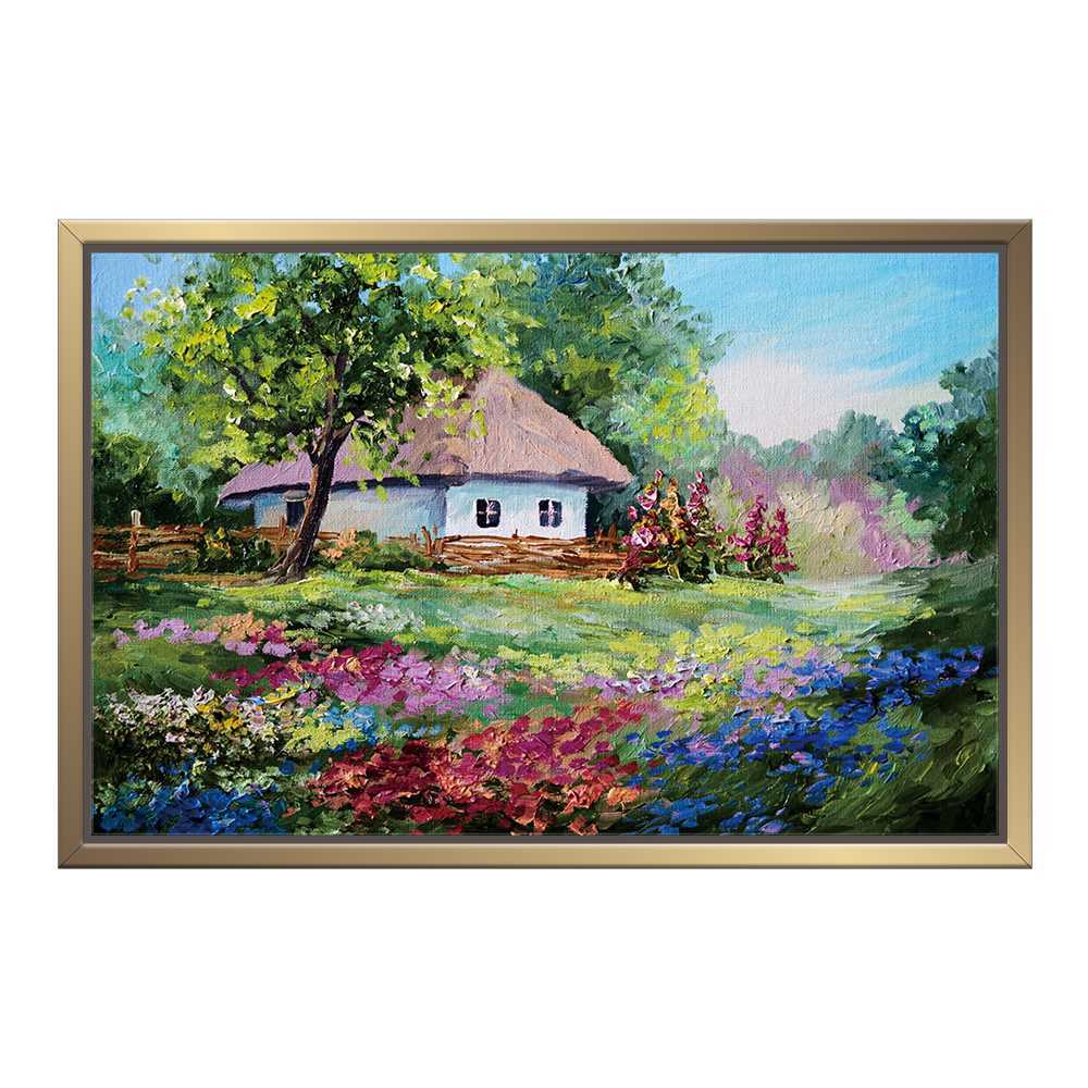 Landscape Painting Village House Canvas Prints