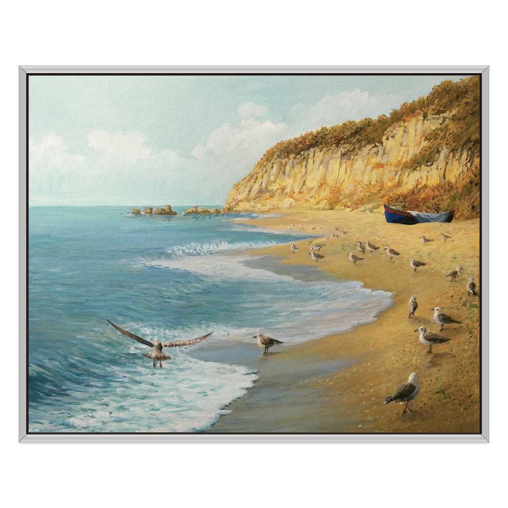 Landscape Painting Birds On a Sea Side Canvas Prints
