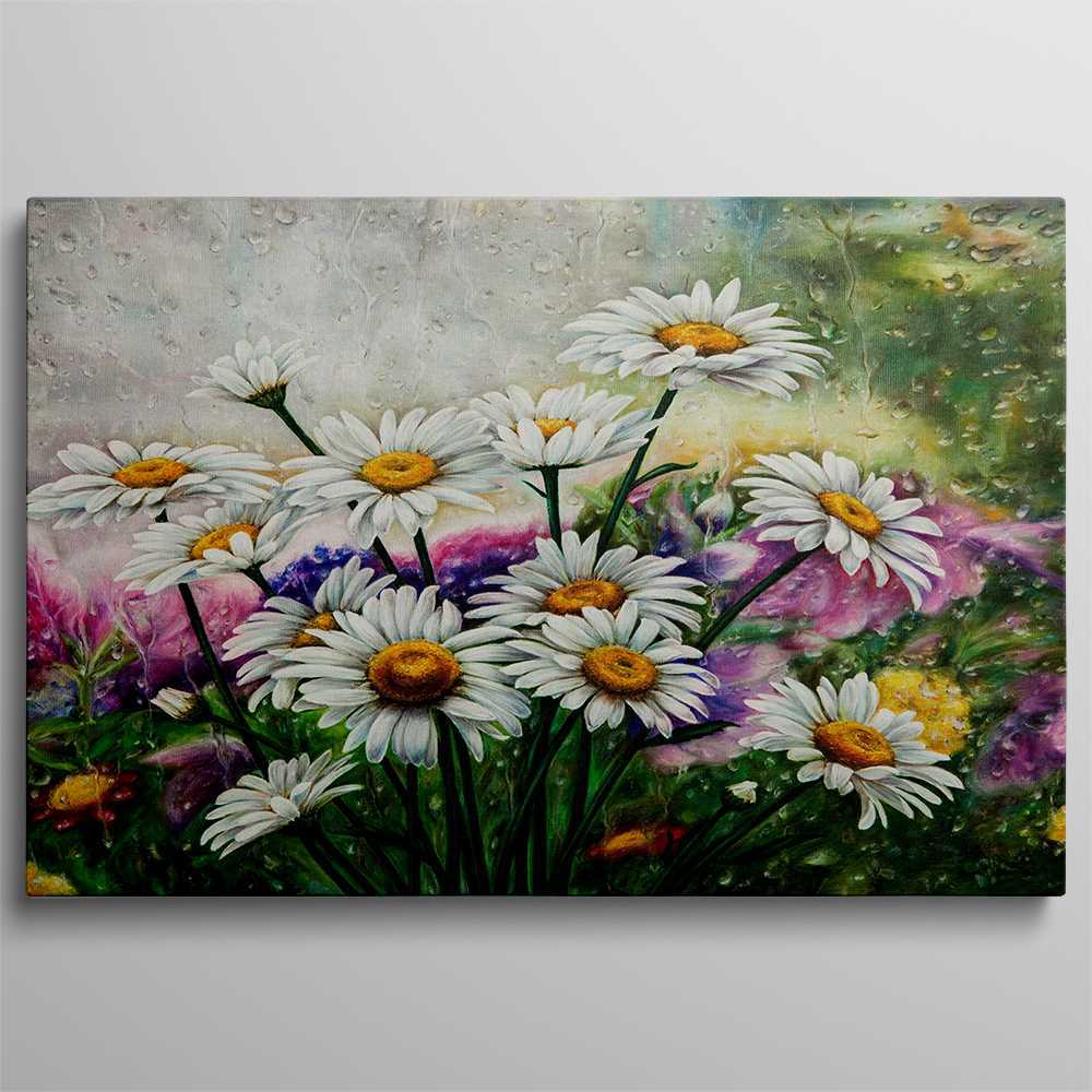 Wet White Flower Decoration Canvas