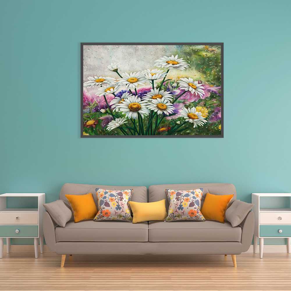Wet White Flower Decoration Canvas