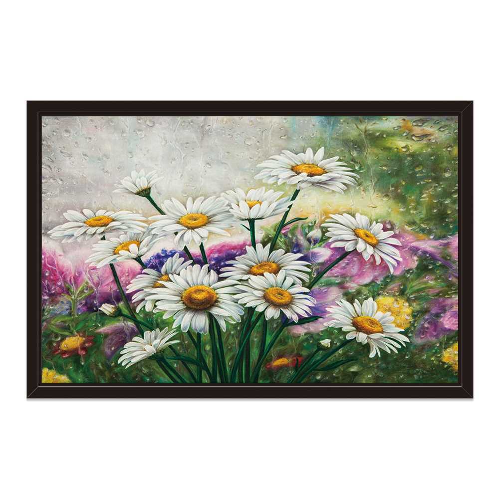 Wet White Flower Decoration Canvas