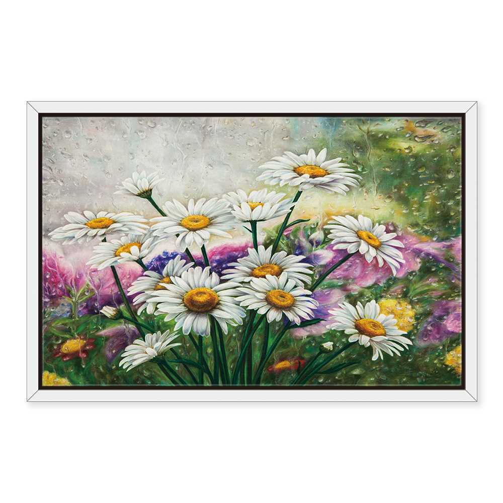 Wet White Flower Decoration Canvas