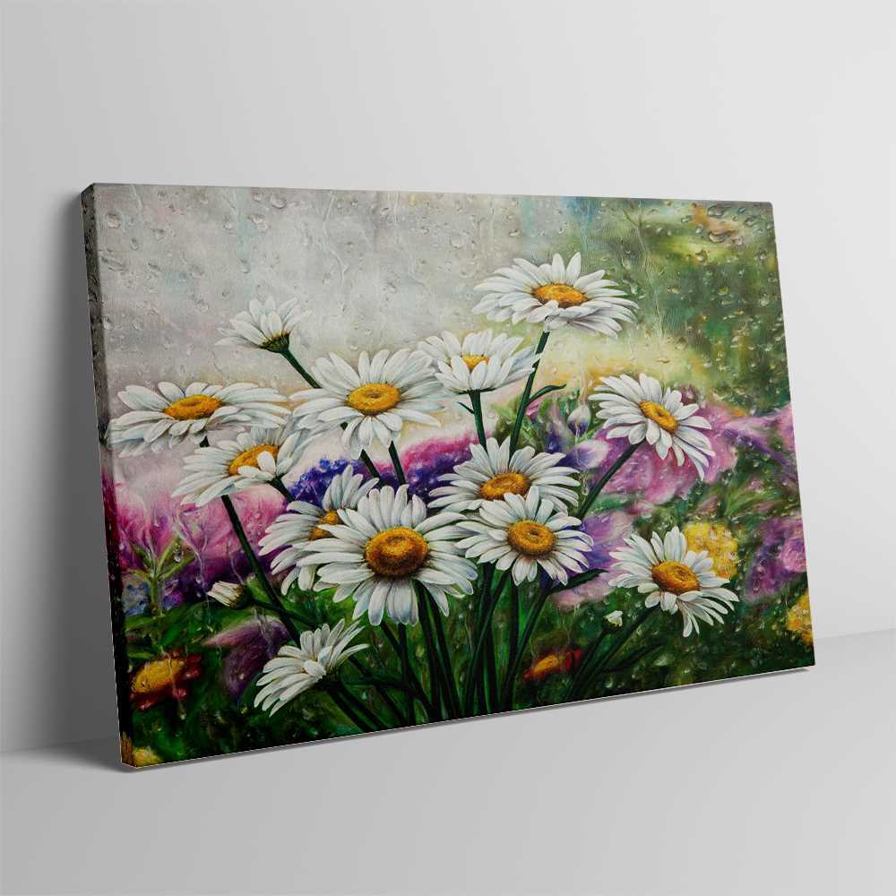 Wet White Flower Decoration Canvas