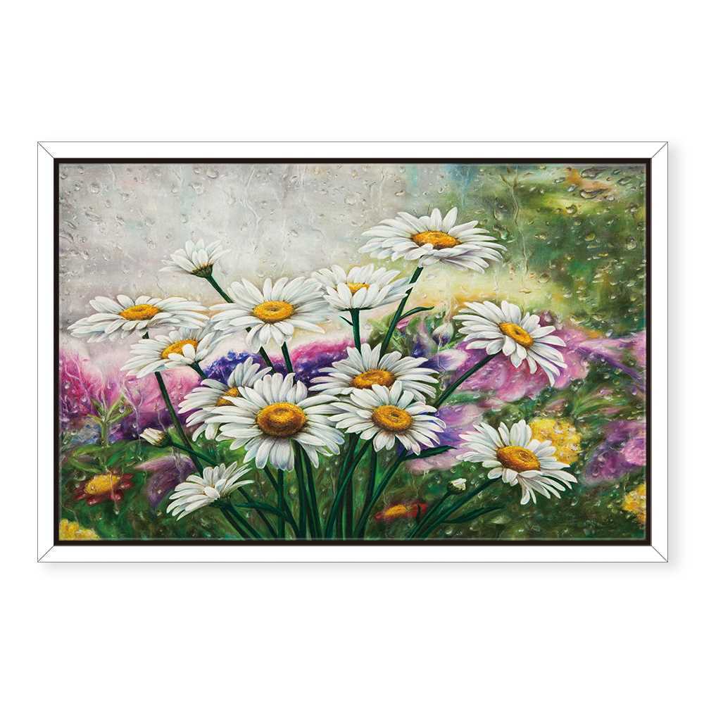 Wet White Flower Decoration Canvas
