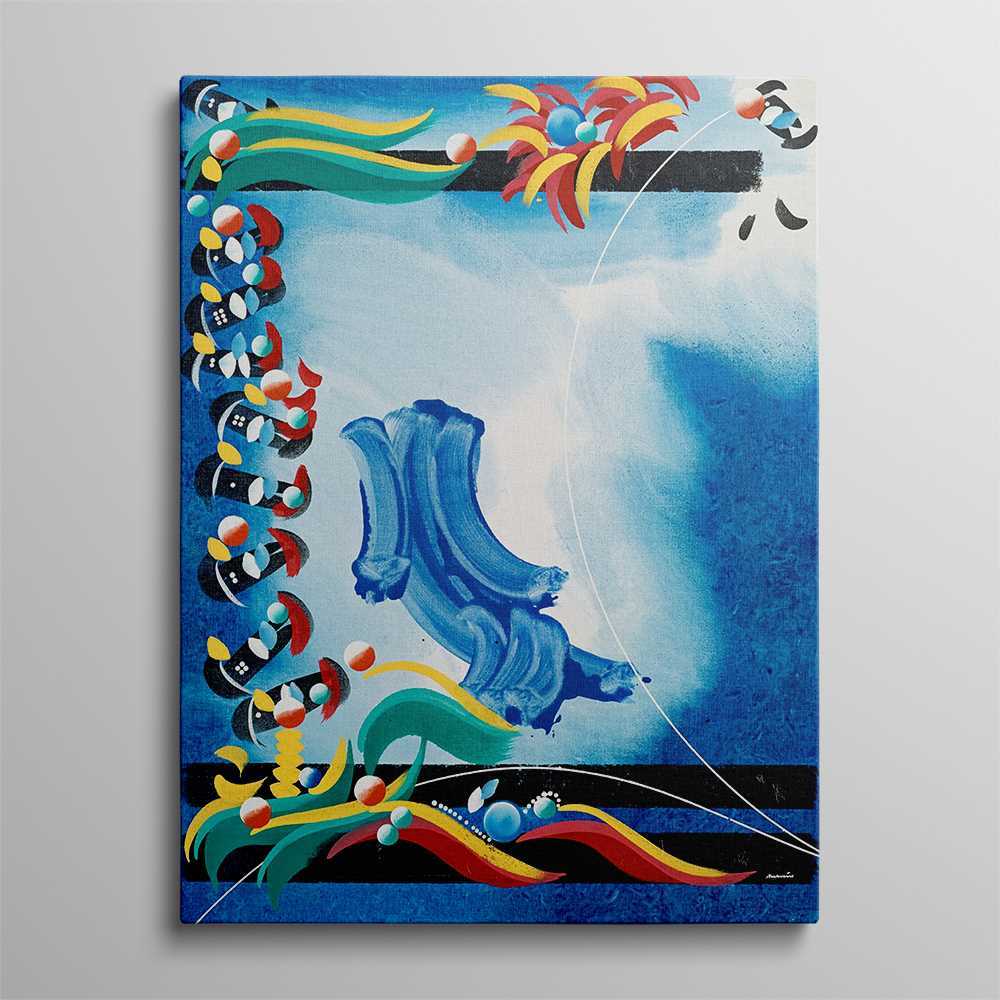 Blue Painting Sided Art Abstract Canvas