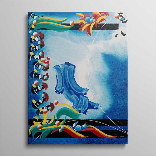 Blue Painting Sided Art Abstract Canvas