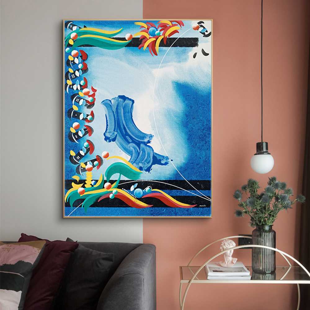 Blue Painting Sided Art Abstract Canvas