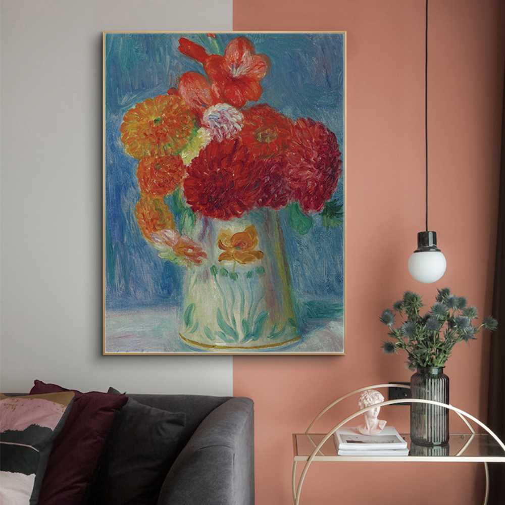 Vase with Flowers Painting Abstract Canvas