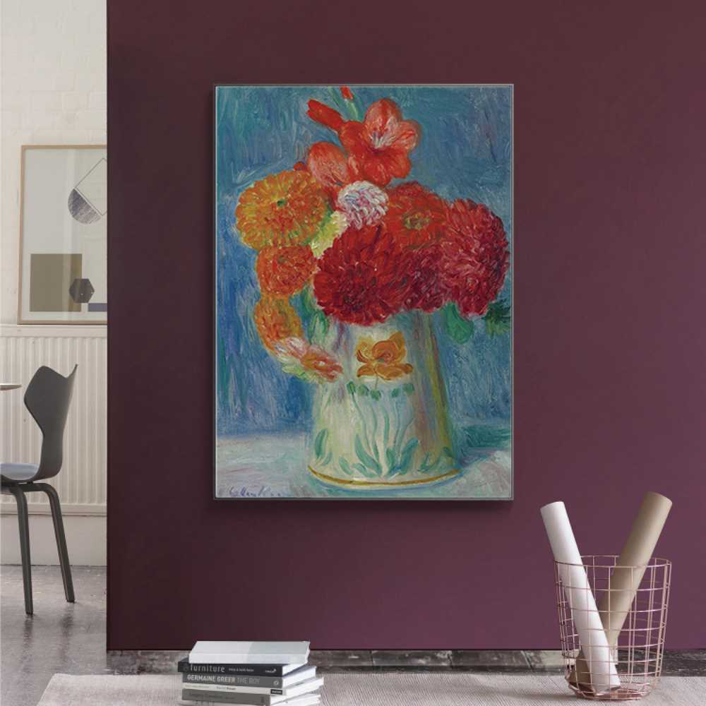 Vase with Flowers Painting Abstract Canvas