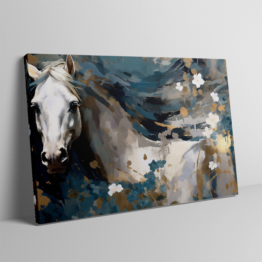 Rustic Retreat: Horse Canvas Painting