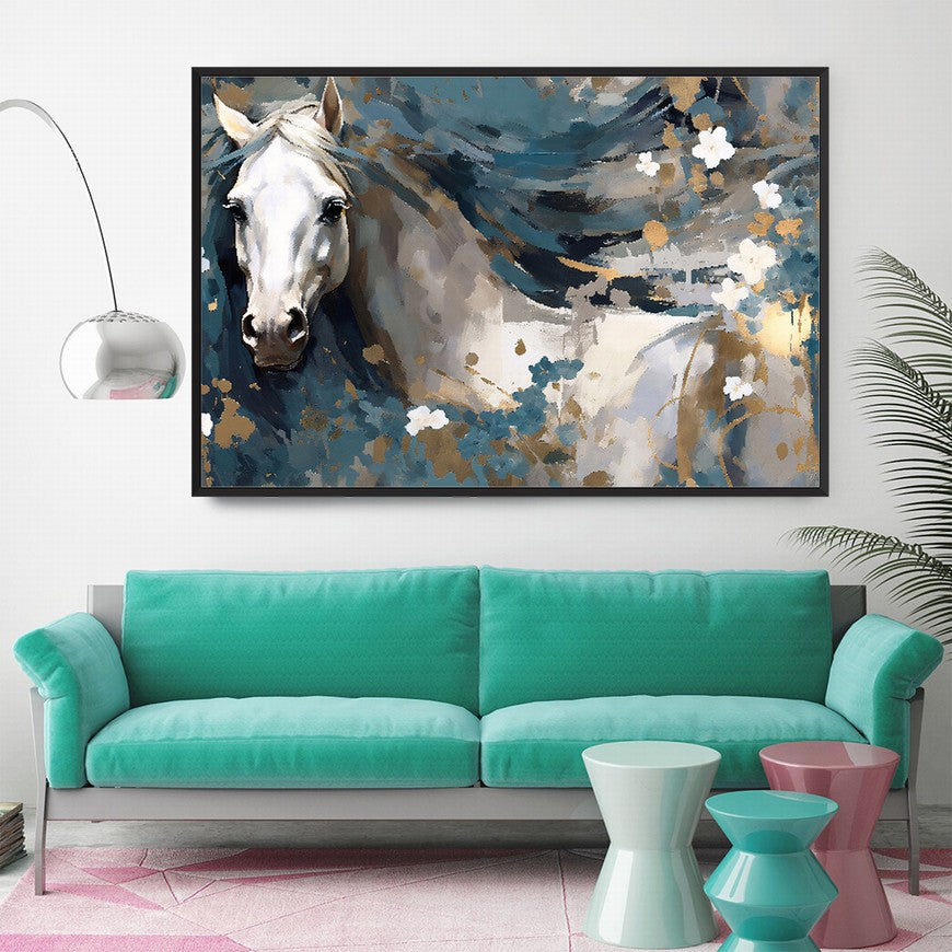 Rustic Retreat: Horse Canvas Painting