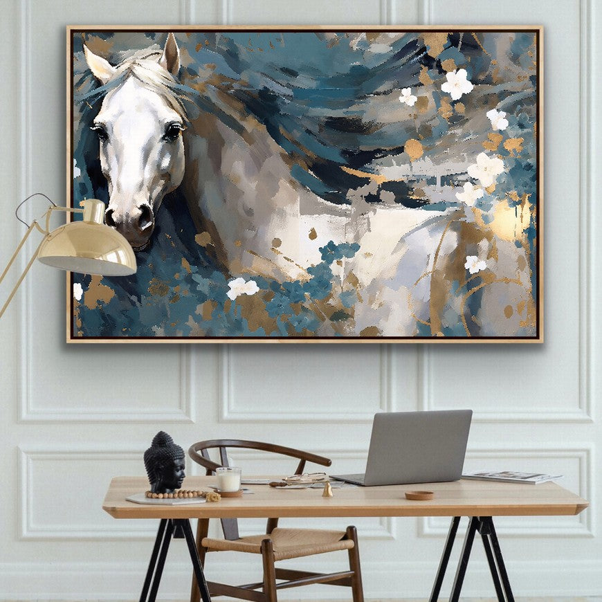 Rustic Retreat: Horse Canvas Painting