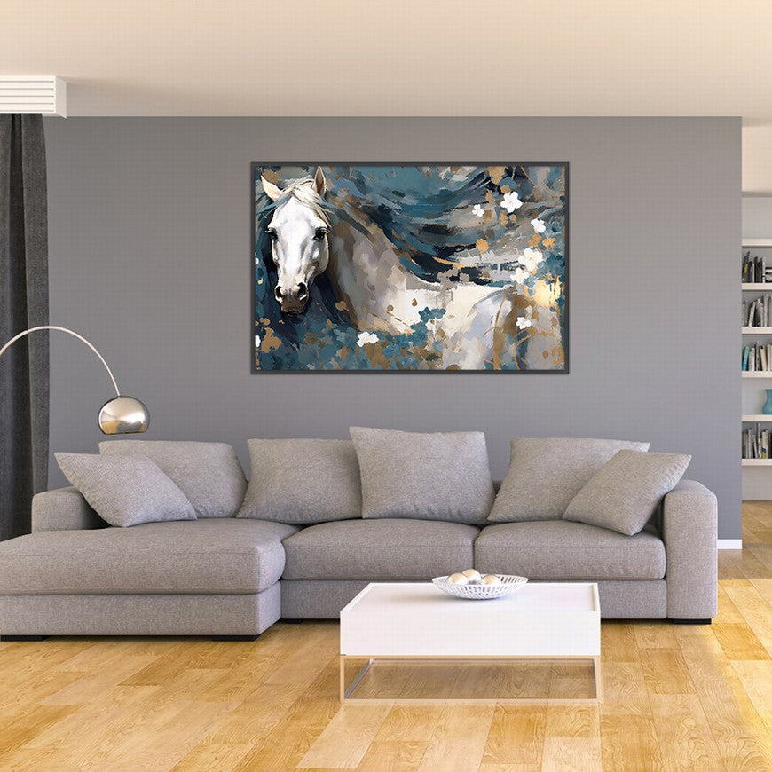 Rustic Retreat: Horse Canvas Painting