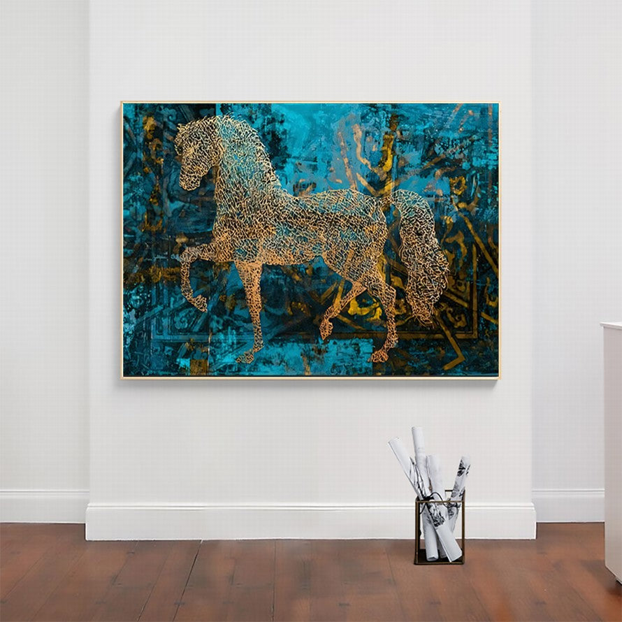 Golden Majesty Horse Gallops Free Canvas