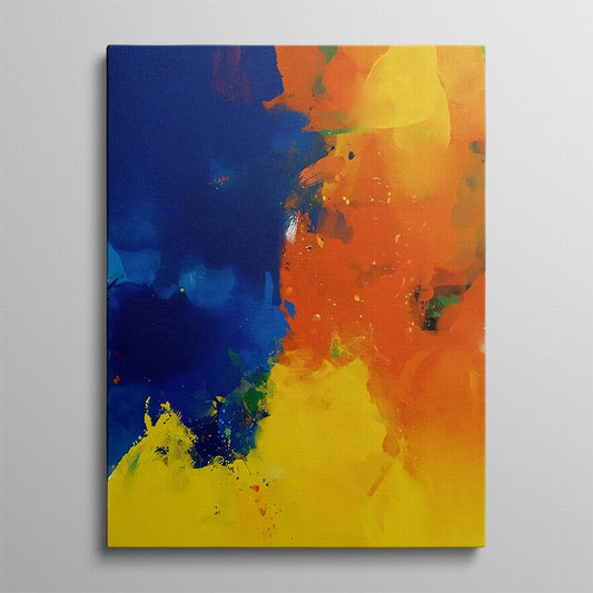 Orange - Blue Ablaze of Colors Abstract Painting