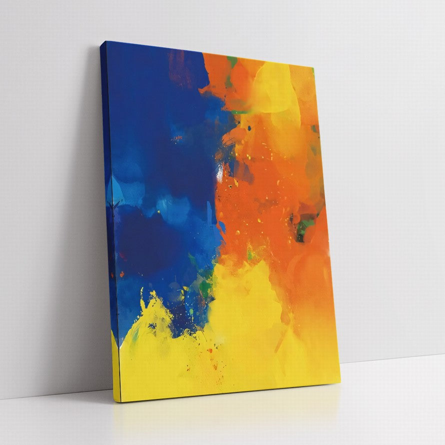 Orange - Blue Ablaze of Colors Abstract Painting