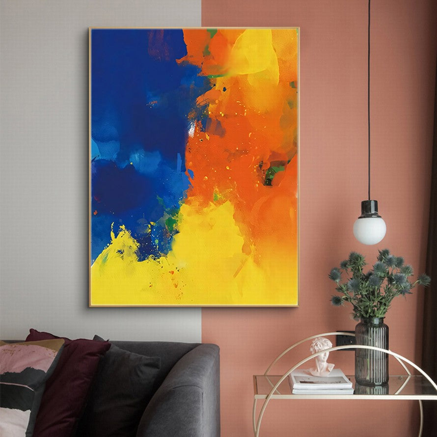 Orange - Blue Ablaze of Colors Abstract Painting