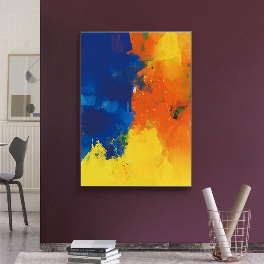 Orange - Blue Ablaze of Colors Abstract Painting